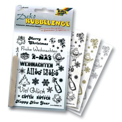 Folia Deko Rubbelinge 3er Set, Weihnachten & Silvester
