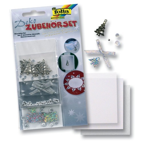 Folia Deko Zubeh&Atilde;&para;r Set 2 Weihnachten, Tannenb&Atilde;&euro;ume silber