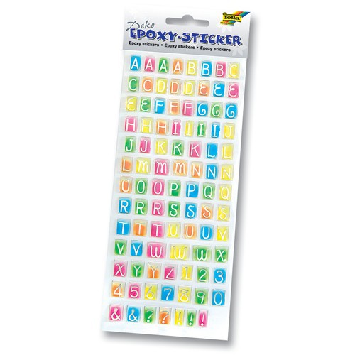 Folia 3D Deko Epoxy Sticker, Motiv Buchstaben & Zahlen Ganzjahr Set 5