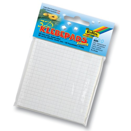 Folia Klebepads f&Atilde;&OElig;r 3D-Effekte Sticker, doppelseitig & selbstklebend, wei&Atilde;� 2mm