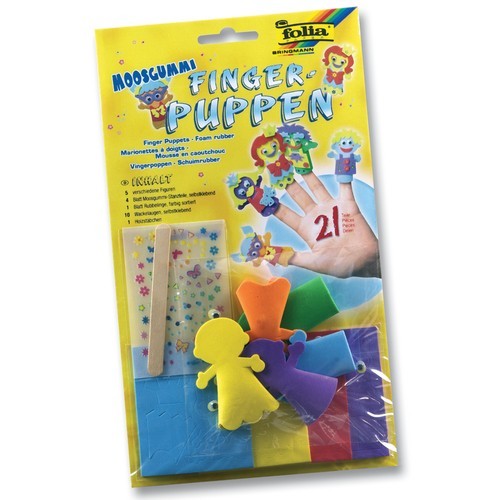 Folia Moosgummi Fingerpuppen, 5 verschiedene Kinder Figuren mit Zubeh&Atilde;&para;r