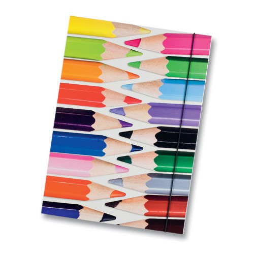 Folia Sammelmappe aus 500g/m&Acirc;&sup2; GD2, DIN A3, mit Gummiband, Motiv Buntstifte