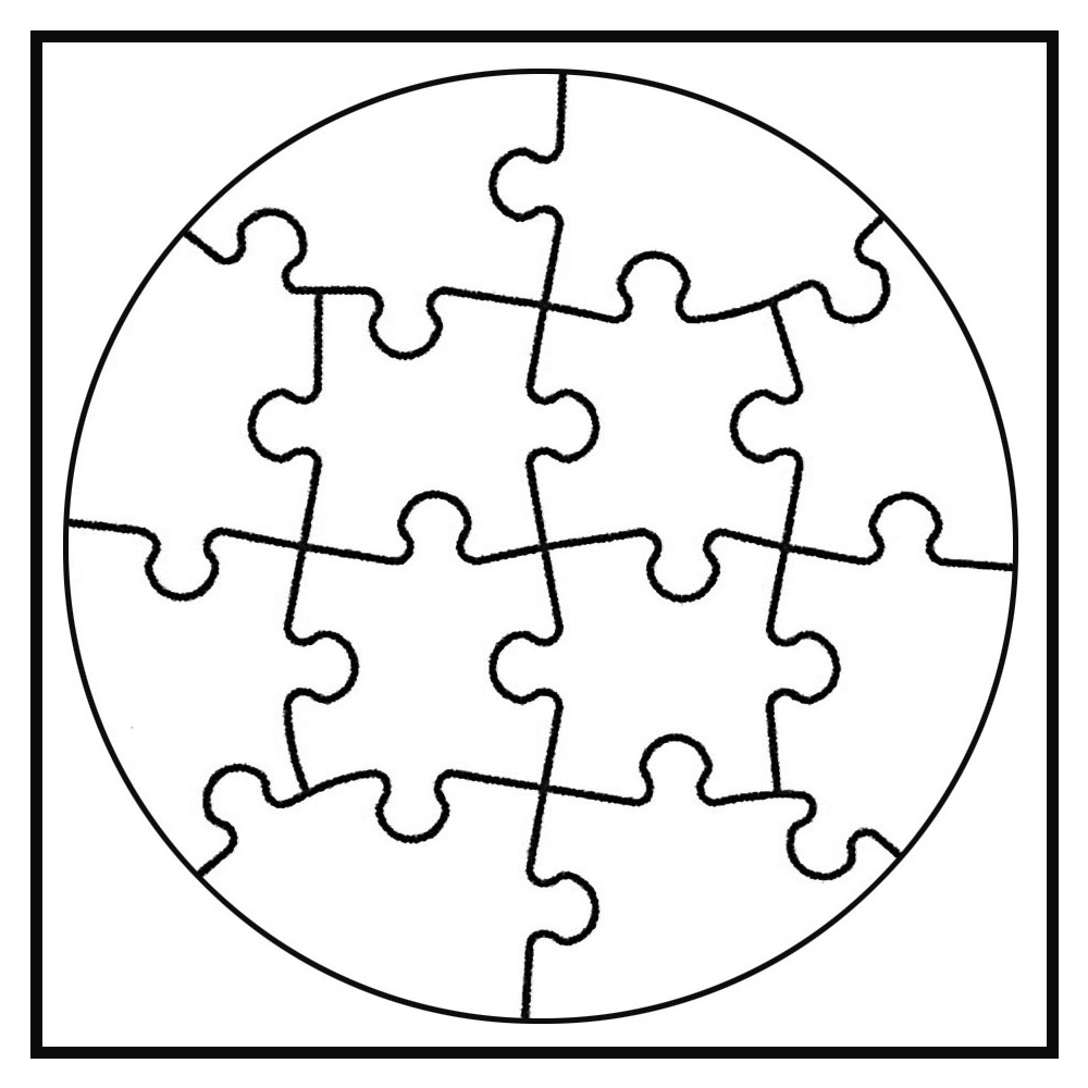 JoyPac White Line Puzzle Kreis zum selbst Bemalen, weiß (6 Stück)